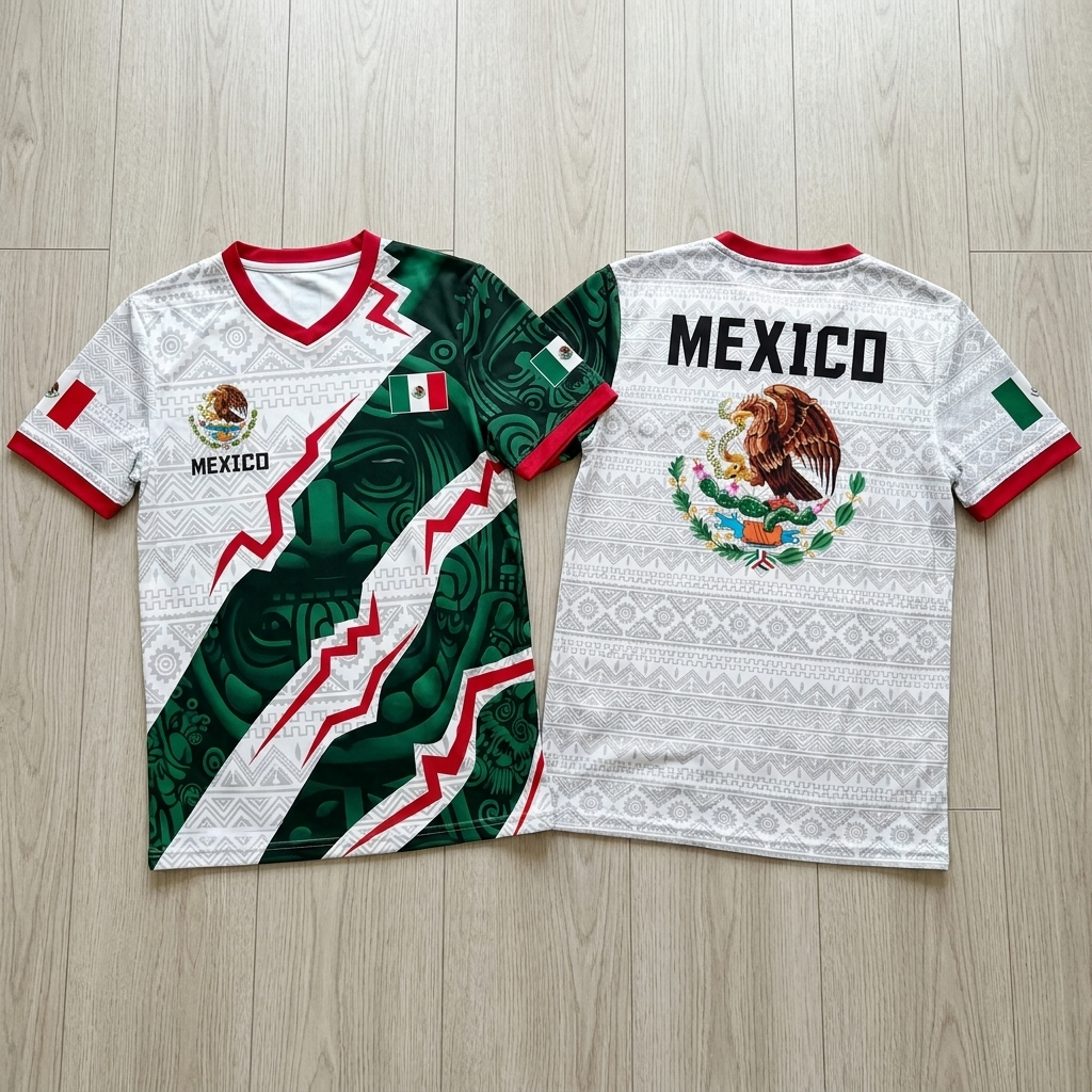 Mexico jersey front and back flat lay